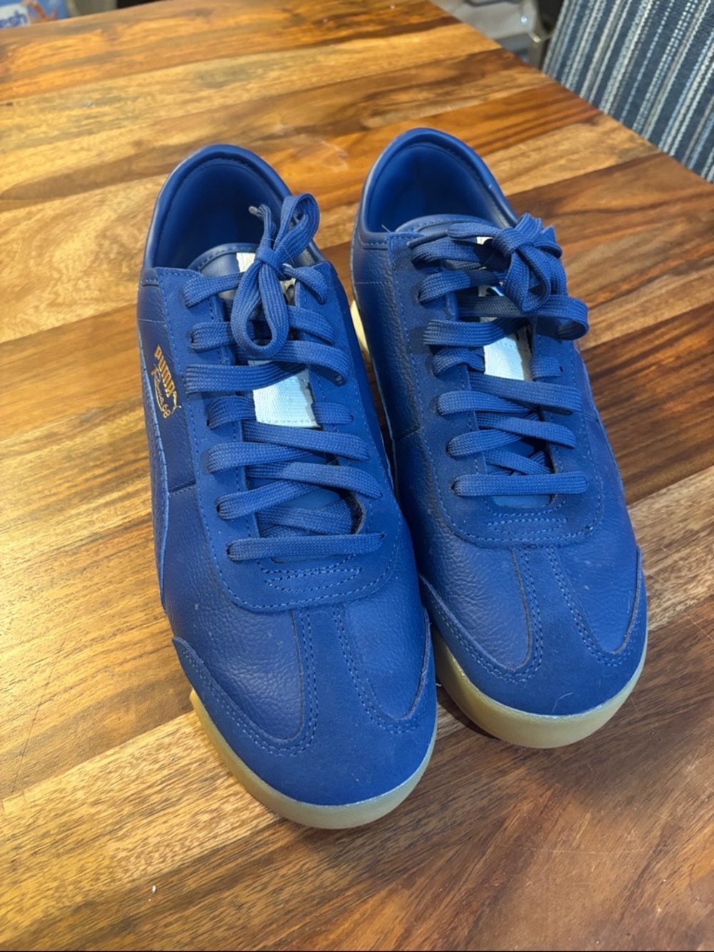 Puma Men's Royal Blue Low-Top Sneakers with Gum Sole